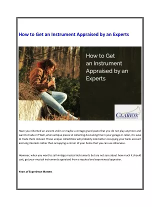 how to get an instrument appraised by an experts
