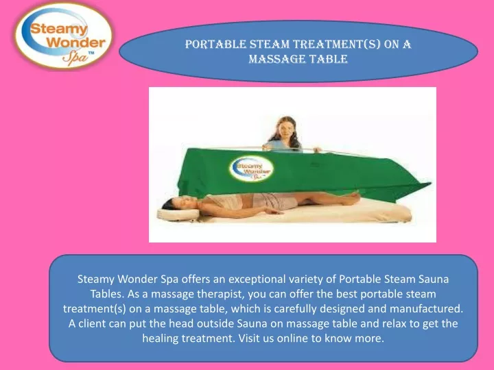 portable steam treatment s on a massage table