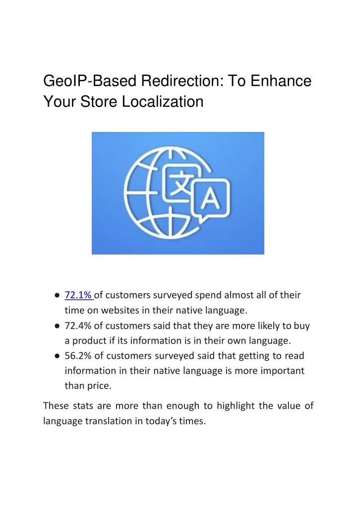 geoip based redirection to enhance your store localization