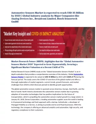 automotive sensors market is expected to reach