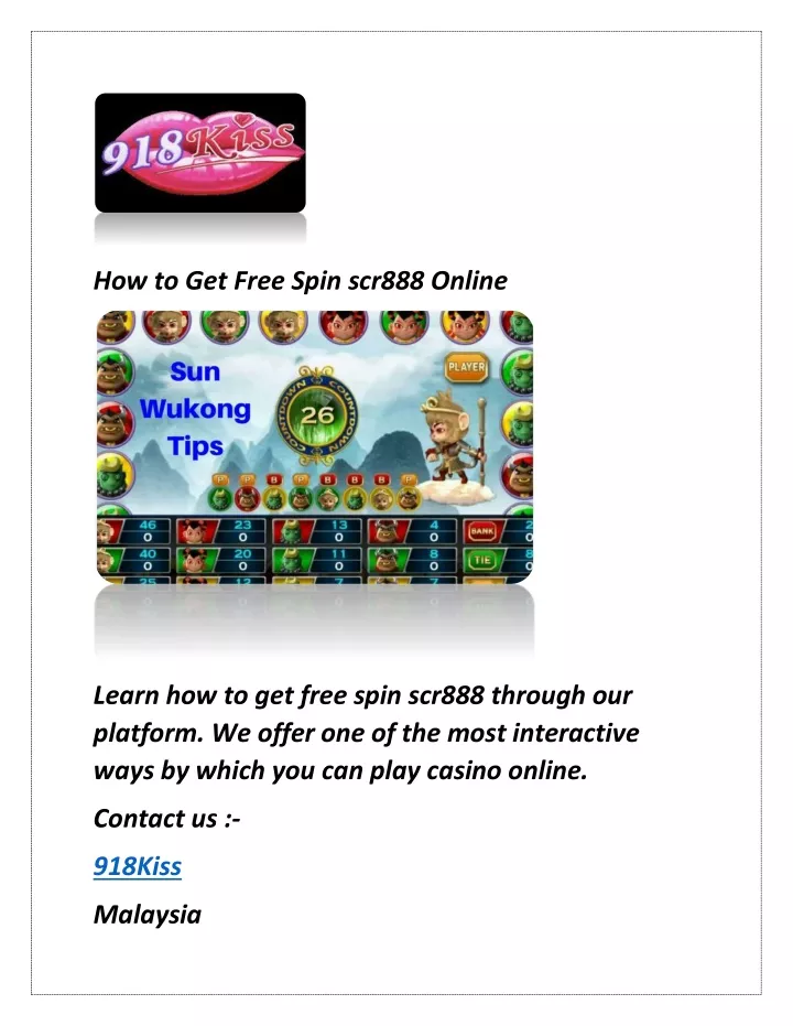 how to get free spin scr888 online