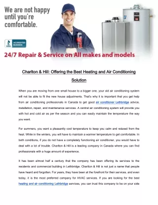 Charlton & Hill: Offering the Best Heating and Air Conditioning Solution