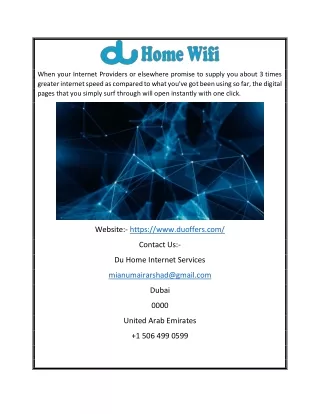 Get Du Home Internet Packages | Du Home Internet Packages