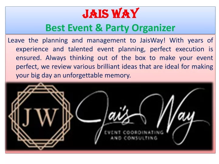 jais way best event party organizer