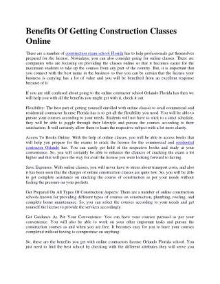 benefits of getting construction classes online