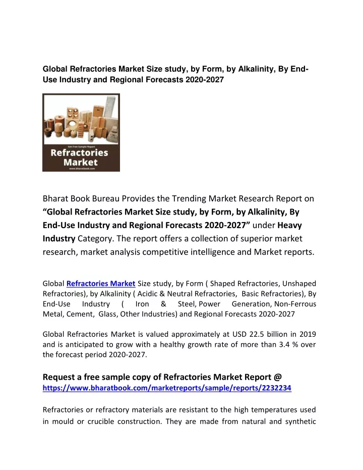 global refractories market size study by form