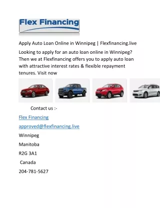 Apply Auto Loan Online in Winnipeg | Flexfinancing.live