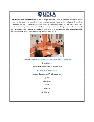 Licenciatura en Derecho y Ciencias Jurídicas I UBLA - Universidad Benemérito de las Américas