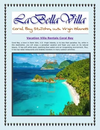 Vacation Villa Rentals Coral Bay