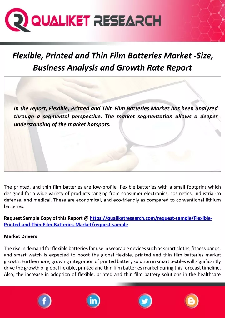 flexible printed and thin film batteries market