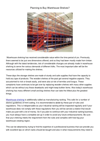 planning to buy warehouse shelves