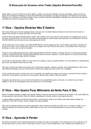 18 dicas para ter sucesso como trader