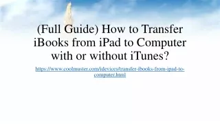 (Full Guide) How to Transfer iBooks from iPad to Computer with or without iTunes?