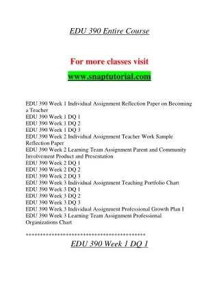EDU 390 Exciting Results / snaptutorial.com