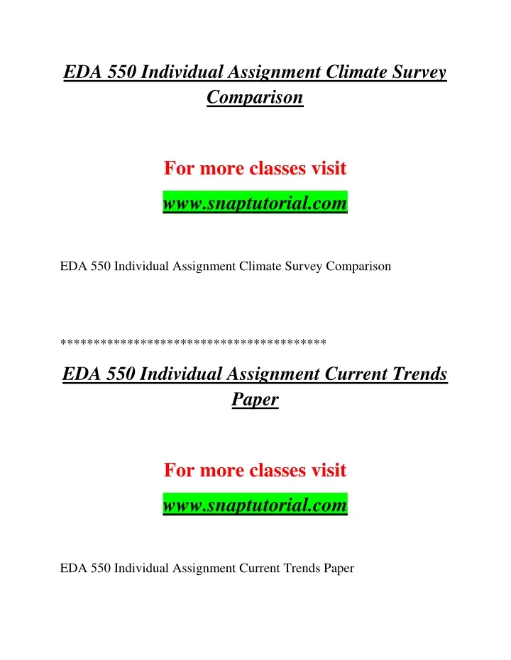 eda 550 individual assignment climate survey