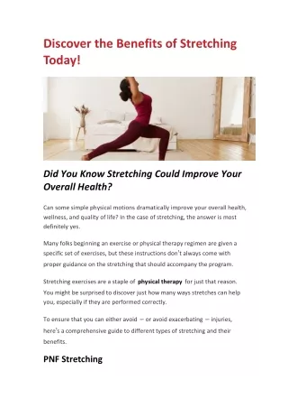 Discover the Benefits of Stretching Today!