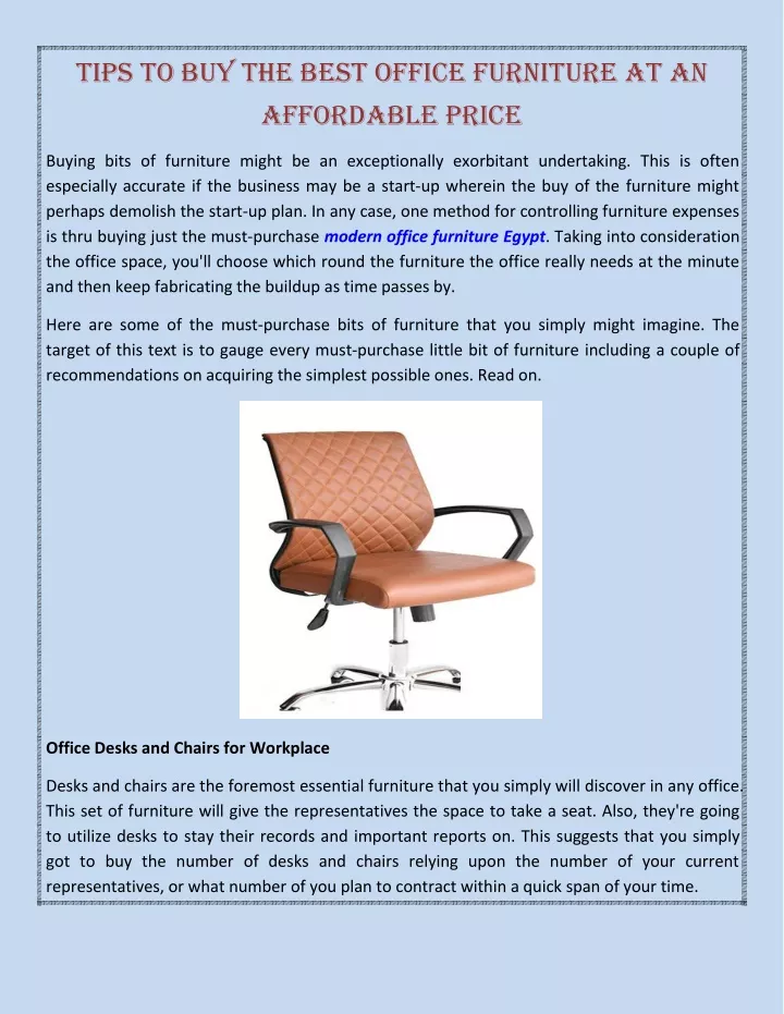 tips to buy the best office furniture