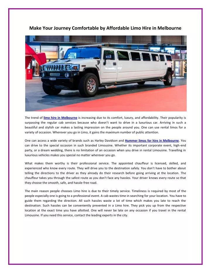make your journey comfortable by affordable limo
