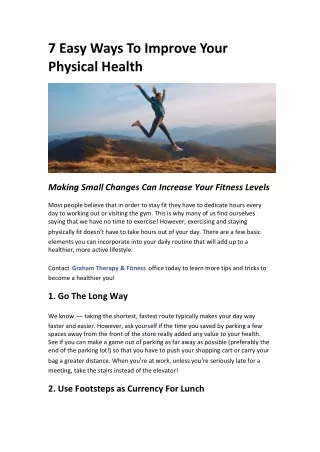 7 Easy Ways To Improve Your Physical Health