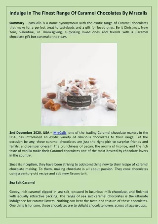 indulge in the finest range of caramel chocolates