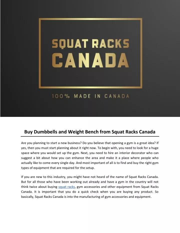 buy dumbbells and weight bench from squat racks