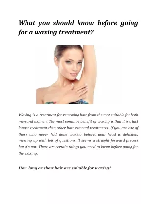 What you should know before going for a waxing treatment?