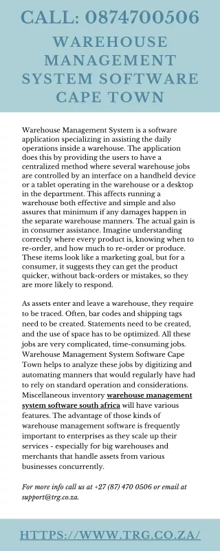 call 0874700506 warehouse management system