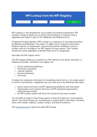 npi lookup is a site designed for you to easily