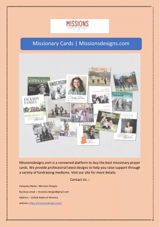 Missionary Cards | Missionsdesigns.com