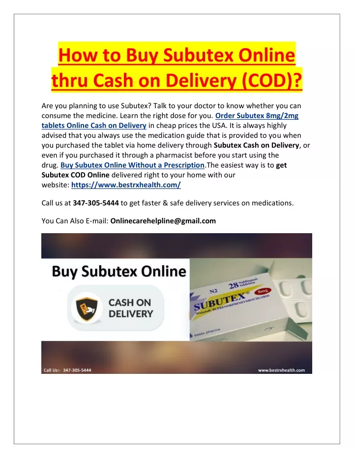 how to buy subutex online thru cash on delivery
