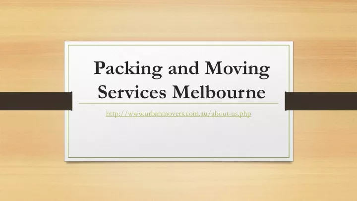 packing and moving services melbourne