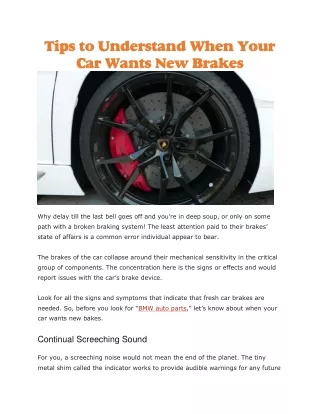 tips to understand when your car wants new brakes