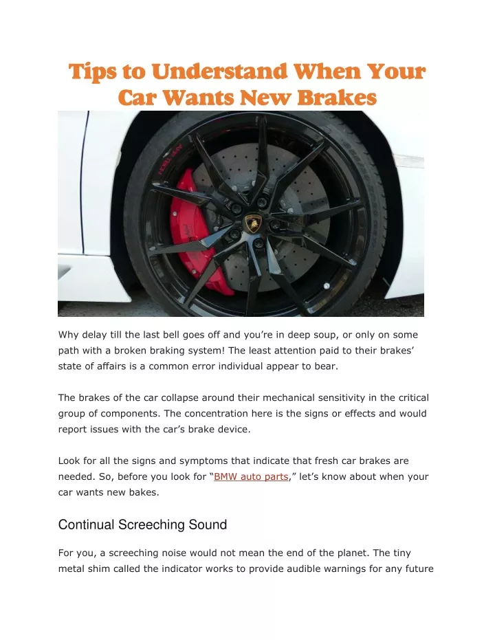 tips to understand when your car wants new brakes