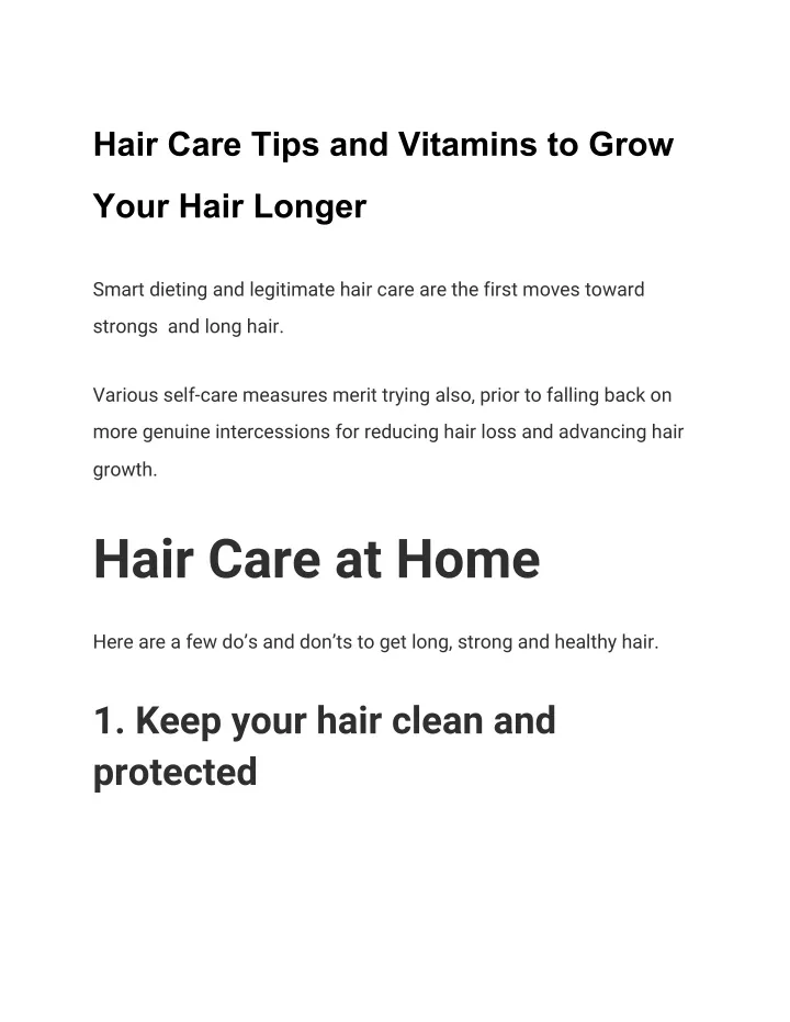 hair care tips and vitamins to grow