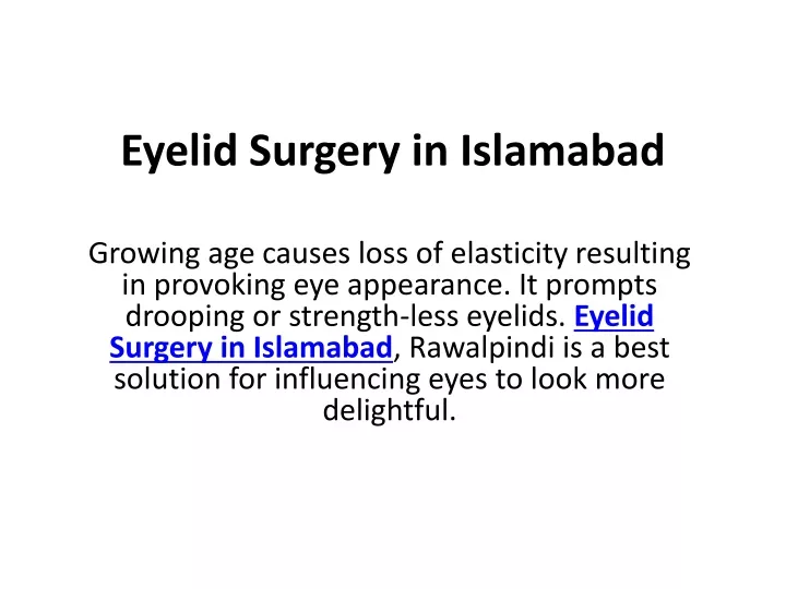 eyelid surgery in islamabad