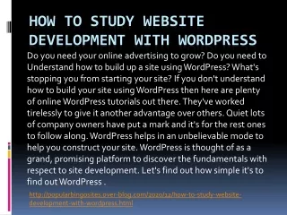 how to study website development with wordpress