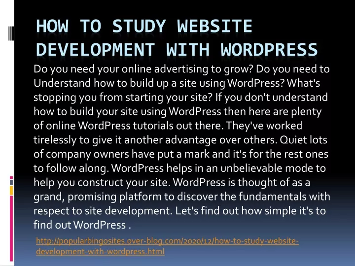 how to study website development with wordpress