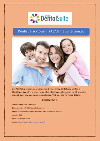 Dentist Blacktown | 24x7dentalsuite.com.au