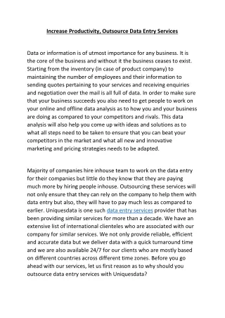 increase productivity outsource data entry