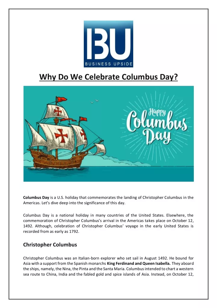 why do we celebrate columbus day