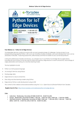 Webinar: Python for IoT Edge Devices