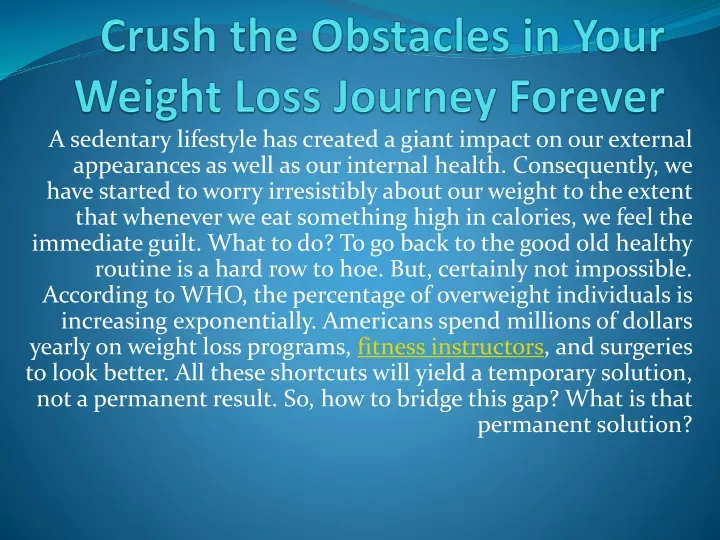 crush the obstacles in your weight loss journey forever