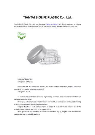 TIANTAI BIOLIFE PLASTIC Co., Ltd PDF