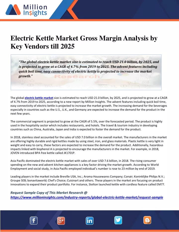 electric kettle market gross margin analysis