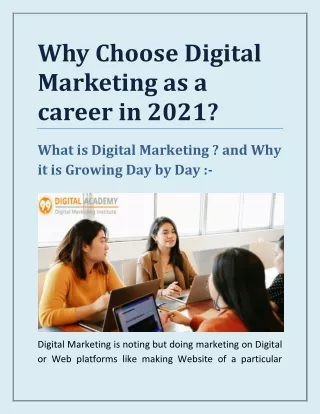 Why Choose Digital Marketing as a career in 2021?