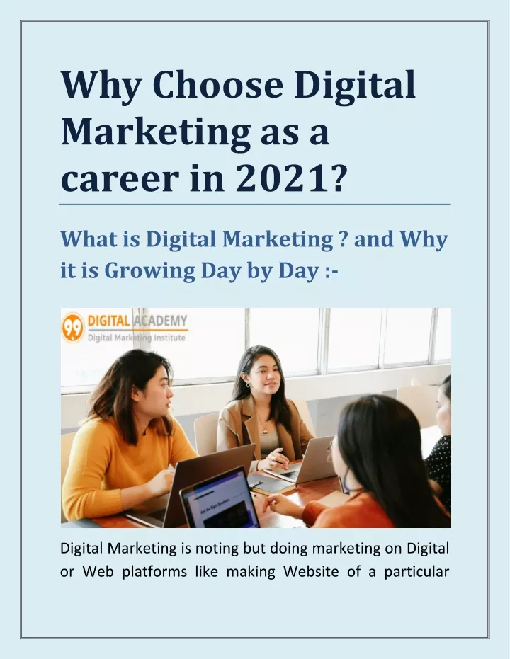 why choose digital marketing as a career in 2021