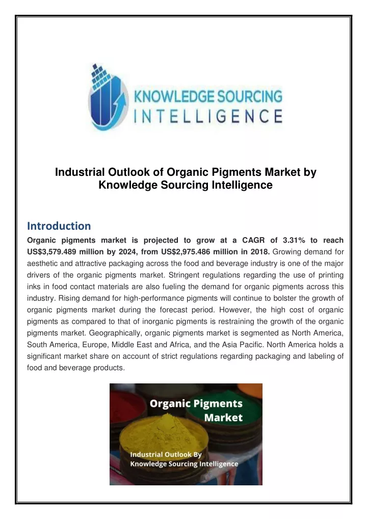industrial outlook of organic pigments market