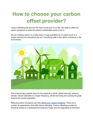 How to Choose Your Carbon Offset Provider
