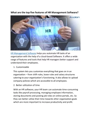 what are the top five features of hr management