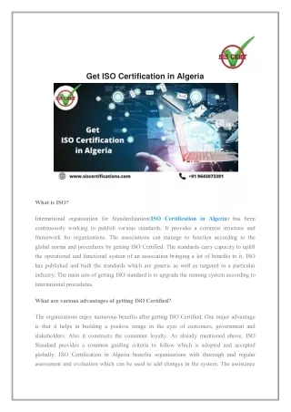 Get ISO Certification in Algeria